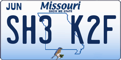 MO license plate SH3K2F
