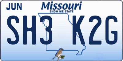 MO license plate SH3K2G