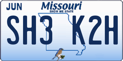 MO license plate SH3K2H