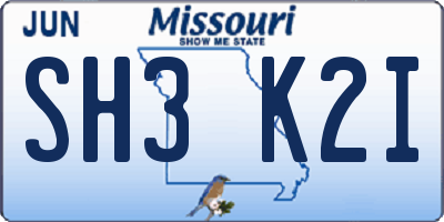 MO license plate SH3K2I