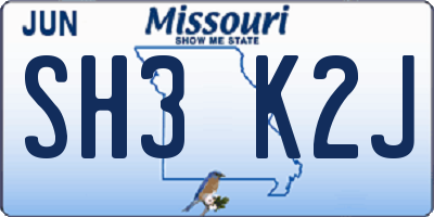 MO license plate SH3K2J