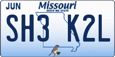 MO license plate SH3K2L