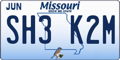 MO license plate SH3K2M