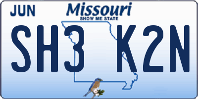 MO license plate SH3K2N