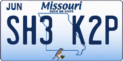 MO license plate SH3K2P