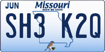 MO license plate SH3K2Q