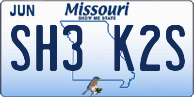 MO license plate SH3K2S