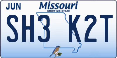 MO license plate SH3K2T