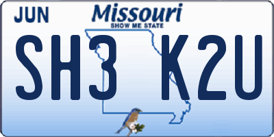 MO license plate SH3K2U