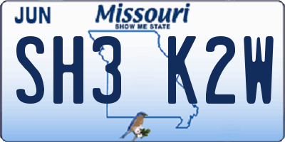 MO license plate SH3K2W