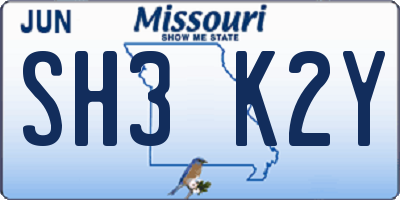 MO license plate SH3K2Y