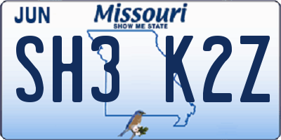 MO license plate SH3K2Z