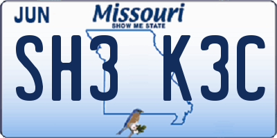 MO license plate SH3K3C
