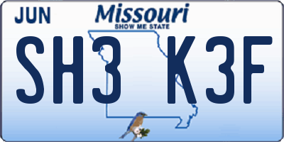 MO license plate SH3K3F