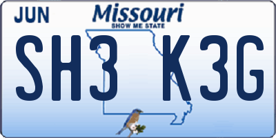 MO license plate SH3K3G