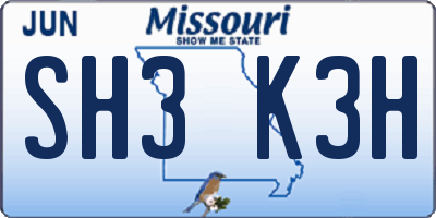 MO license plate SH3K3H