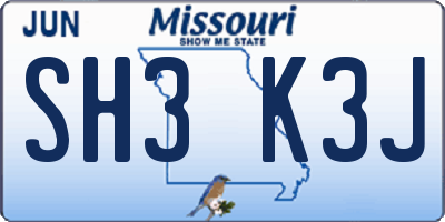 MO license plate SH3K3J