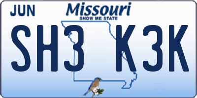 MO license plate SH3K3K