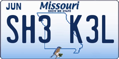 MO license plate SH3K3L