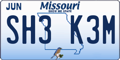 MO license plate SH3K3M