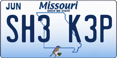 MO license plate SH3K3P