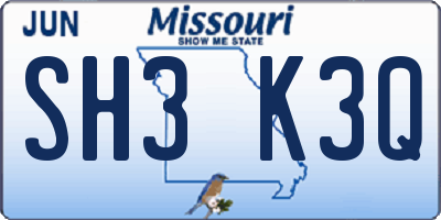 MO license plate SH3K3Q