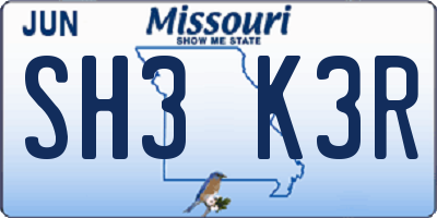 MO license plate SH3K3R
