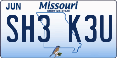 MO license plate SH3K3U