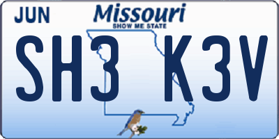 MO license plate SH3K3V