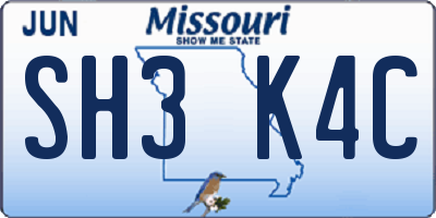 MO license plate SH3K4C