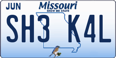 MO license plate SH3K4L