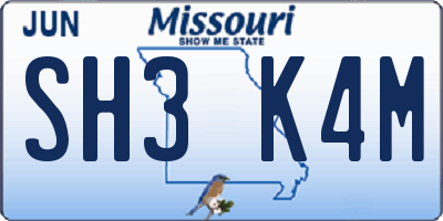 MO license plate SH3K4M