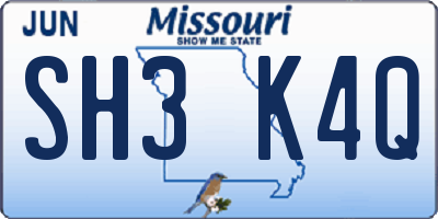 MO license plate SH3K4Q