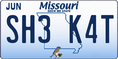 MO license plate SH3K4T