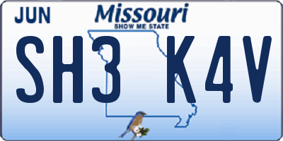 MO license plate SH3K4V