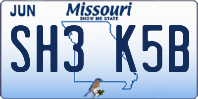 MO license plate SH3K5B