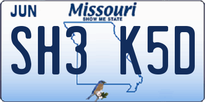MO license plate SH3K5D