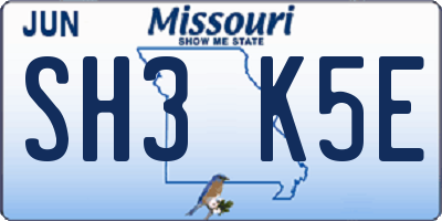 MO license plate SH3K5E