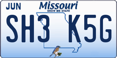 MO license plate SH3K5G