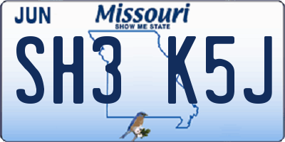 MO license plate SH3K5J