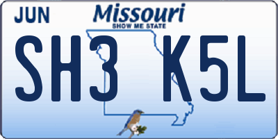 MO license plate SH3K5L
