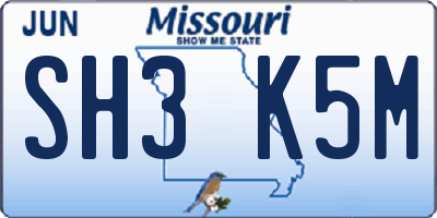 MO license plate SH3K5M