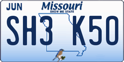 MO license plate SH3K5O