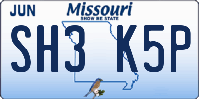 MO license plate SH3K5P