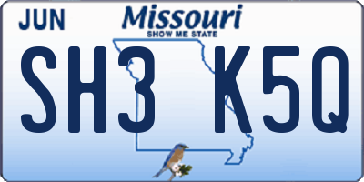 MO license plate SH3K5Q