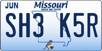 MO license plate SH3K5R
