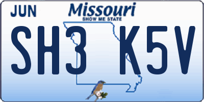 MO license plate SH3K5V