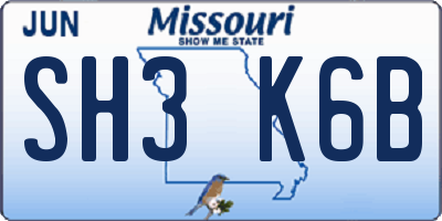 MO license plate SH3K6B