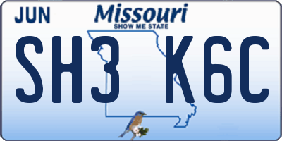 MO license plate SH3K6C