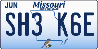 MO license plate SH3K6E